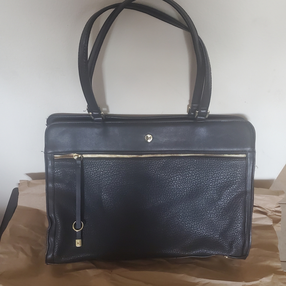 Elegant Black Leather Tote Bag